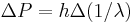 \Delta P = h \Delta (1/\lambda)