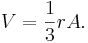 V = {1\over 3}rA.