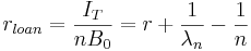 r_{loan}=\frac{I_T}{nB_0}=r+\frac{1}{\lambda_n}-\frac{1}{n}