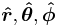 \boldsymbol{\hat{r}}, \boldsymbol{\hat{\theta}}, \boldsymbol{\hat{\phi}}