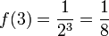 f(3)=\frac{1}{2^3}=\frac{1}{8}