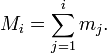 M_i = \sum_{j=1}^i{m_j}.