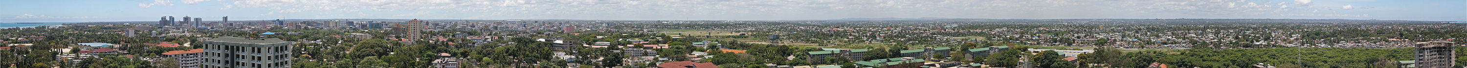 View of Dar es Salaam showing the city center, Kariakoo, and the slums