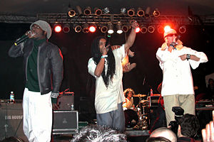 Left to right: will.i.am, apl.de.ap, and Taboo in 2001