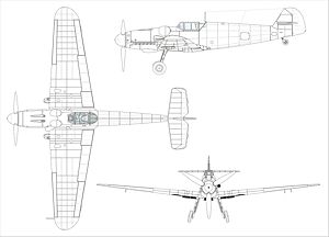 Orthographically projected diagram of the Bf 109 G-6.