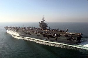 Enterprise patrols the Persian Gulf in support of Operation Desert Fox.