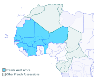 French colonies in West Africa circa 1913