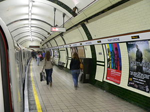 Northbound platform at Marylebone London Underground station