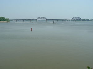 none The widest point on the Ohio River is just west of downtown Louisville, where it is one mile wide