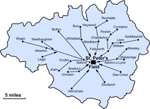 Peterloo contingents map.svg