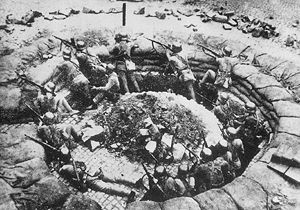 A National Revolutionary Army machine gun nest in Shanghai