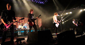 From left to right: Jerome Fontamillas, Chad Butler (on drums), Drew Shirley, Jon Foreman, Tim Foreman