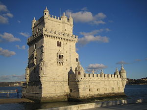 Belém Tower at the banks of the Tagus river.