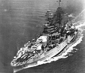 USS Arizona underway with President Herbert Hoover on board, March 1931