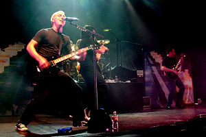 Yellowcard performing in October 2007 in support of their latest album Paper Walls.