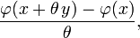 \frac{\varphi(x+\theta\,y)-\varphi(x)}{\theta},