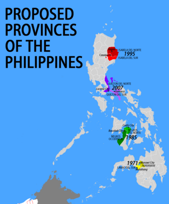 Map of the Philippines showing the proposed provinces.