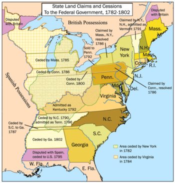 The state cessions that eventually allowed for the creation of the Territories North and South West of the River Ohio