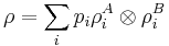 \rho = \sum_i p_i \rho_i^A \otimes \rho_i^B 