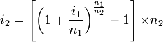 i_2=\left[\left(1+\frac{i_1}{n_1}\right)^\frac{n_1}{n_2}-1\right]{\times}n_2