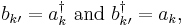 b_{k\prime} = a^\dagger_k\ \mathrm{and}\ b^\dagger_{k\prime}=a_k,\,