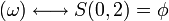 
   \displaystyle 
   (\omega)
   \longleftrightarrow
   S(0,2)
   =
   \phi
