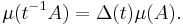  \mu (t^{-1} A) = \Delta(t) \mu(A). \quad