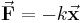  \vec{\mathbf{F}}=-k\vec{\mathbf{x}} \ 