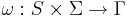 \omega: S \times \Sigma \rightarrow \Gamma