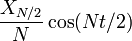 \frac{X_{N/2}}{N} \cos(Nt/2)