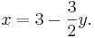 x = 3 - \frac{3}{2}y.