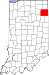 Map of Indiana highlighting Allen County