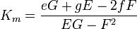 K_m={eG + gE - 2 fF\over EG -F^2}