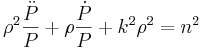 \rho^2\frac{\ddot{P}}{P}+\rho\frac{\dot{P}}{P}+k^2\rho^2=n^2