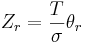 Z_r = \frac{T}{\sigma} \theta_r