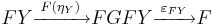 FY\xrightarrow{\;F(\eta_Y)\;}FGFY\xrightarrow{\;\varepsilon_{FY}\,}F