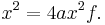  x^2 = 4 a x^2 f. \quad  