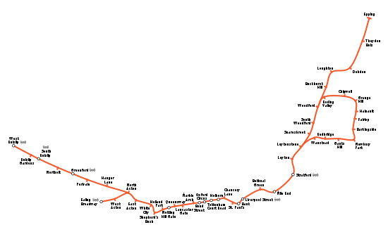 Geographical layout of the Central line