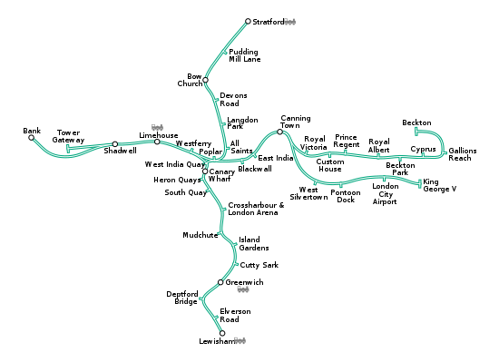 A geographically-accurate map of the Docklands Light Railway