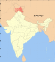 Thumbnail map of India with Jammu and Kashmir highlighted