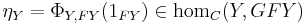 \eta_Y=\Phi_{Y,FY}(1_{FY})\in\mathrm{hom}_C(Y,GFY)