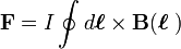 \mathbf{F} = I\oint d\boldsymbol{\ell}\times \mathbf{B}(\boldsymbol{\ell}\ )