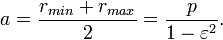 a= \frac{r_{min}+r_{max}}{2} =\frac{p}{1-\varepsilon^2}.