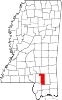 Map of Mississippi highlighting Forrest County