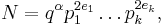 N=q^{\alpha} p_1^{2e_1} \ldots p_k^{2e_k}, 