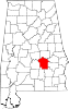 Map of Alabama highlighting Montgomery County