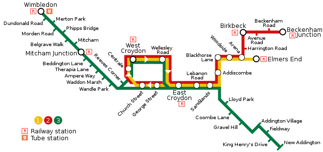 A map of the Tramlink network.