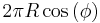 2\pi R \cos\left(\phi\right)