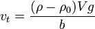  \mathbf{} v_t = \frac{(\rho-\rho_0)Vg}{b}