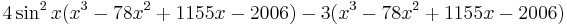 4\sin^2x(x^3-78x^2+1155x-2006) - 3(x^3-78x^2+1155x-2006) \,